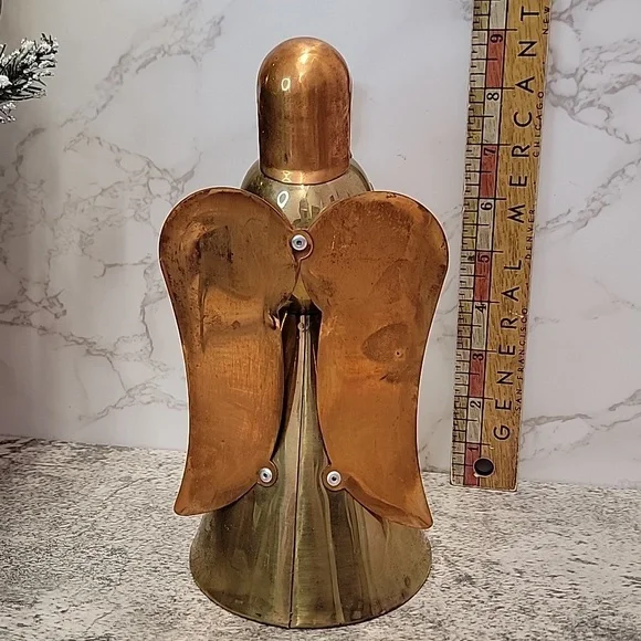 Vintage Brass and Copper Christmas Angel Candle Holder Made in Hong Kong - Picture 6 of 7